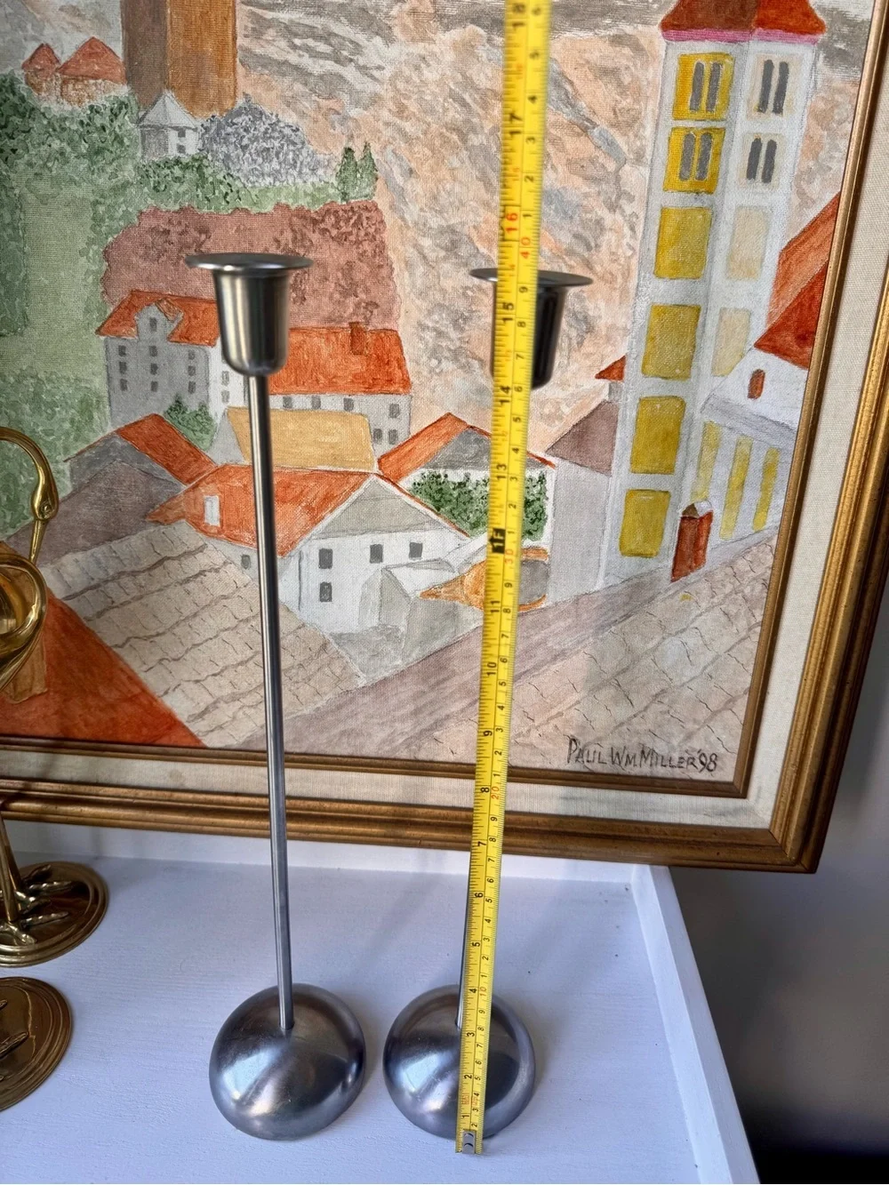 IKEA Stockholm Brushed Silver Tall Metal Candle Holders - Pair